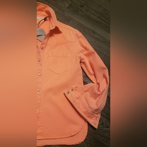 NWT'S PALM ANGEL'S🌴 Sherbert Orange🍊100% Cotton Shacket | Size XSMALL - Picture 6 of 16